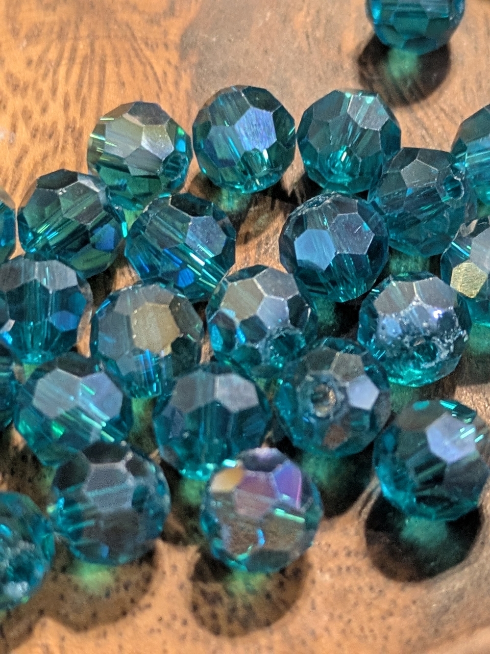 Teal Faceted Glass Beads - Home Accents